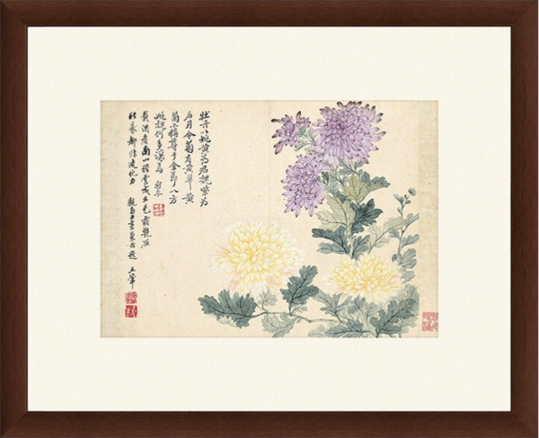 雅昌恽寿平古典中式花卉水墨画菊花图5948cm宣纸茶褐色