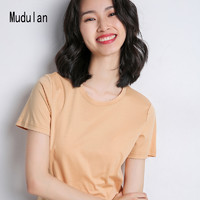 mudulan 牧都兰 纯棉ins潮短袖女式韩版修身打底圆领T恤