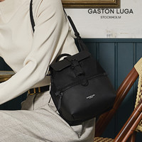 Gaston Luga苹果皮斜跨小背包女包2021新款时尚轻奢高级质感包包 经典黑