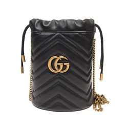 gucci古驰女士单肩包ggmarmont时尚复古双g扣小牛皮迷你水桶包575163d