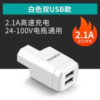 Tianzheng 天正 电瓶车充电口USB转换接头 白色2.1A双USB