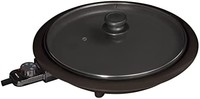 山善 電烤盤 圓形 1300W 烤盤可拆卸式 氟加工 一鍵式操作 帶蓋 溫度調節功能 棕色 YHB-131(T)