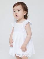 Gap 蓋璞 嬰兒|甜美鏤空刺繡方領連衣裙
