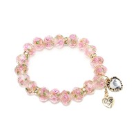 BETSEY JOHNSON Pink Flower Beaded Stretch Bracelet贝齐约翰逊粉红色花串珠手链