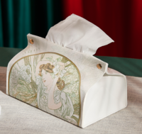 mfa美术博物馆 穆夏系列纸巾盒 8.9x14cm 轻奢风桌面收纳盒
