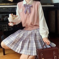 PEACH&PLUM; 桃子梅了 JK制服 月見草 淡紫色格裙 42cm