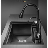 VINDAZ 衛達斯 WDZ-TJ01 304不銹鋼階梯式水槽 搭配廚房抽拉龍頭+凈水龍頭