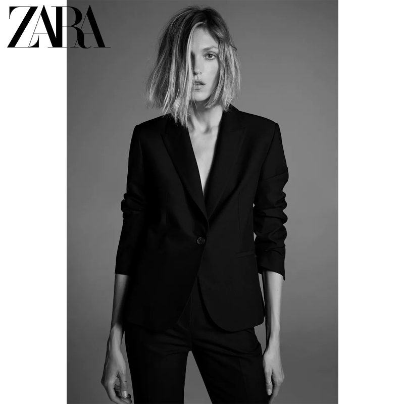 ZARA 新款 女装 黑色基本款职业通勤西装外套 2233806 800