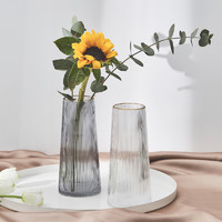 花瓶摆件客厅插花透明玻璃大号北欧创意简约现代轻奢家居装饰描金