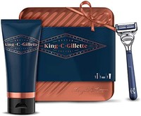 Gillette 吉列 King C. Gillette 男士颈部剃须刀 + 1 个替换刀片 + 透明凝胶，为他/爸爸设计的礼品套装创意