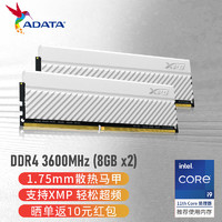 ADATA 威刚 16GB(8GBx2)套装 DDR4 3600 釉白电竞台式机内存 XPG威龙-D45