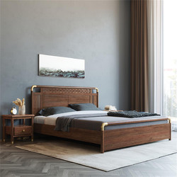 8米床现代简约胡桃木双人1.5米床主卧婚床轻奢家具多少钱-什么值得买