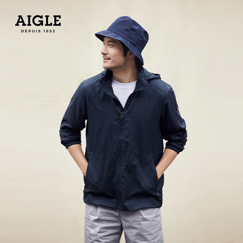 AIGLE 艾高 2022年春夏新品男防泼水易打包超轻夹克皮肤衣休闲外套