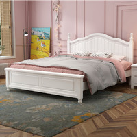 华南 美式全实木床现代简约1.8米主卧单双人床1.5米白色公主床