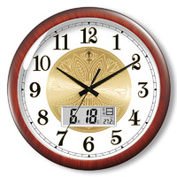北极星电波挂钟客厅家用时尚2021新款钟表挂墙现代简约时钟石英钟 14英寸（直径35.5厘米） 电波钟-液晶款
