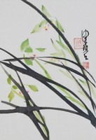 朶雲軒 陈佩秋 植物花卉装饰画《翠玉》画芯约33.5x22cm 纸本 木版水印画