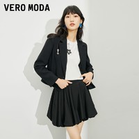 VERO MODA VeroModa2022春夏季新款仿珍珠花朵短款时尚休闲西装泡泡短裙套装