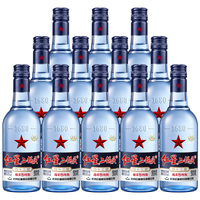RED STAR 红星 北京红星二锅头43度蓝瓶八年陈酿250ml 12瓶装清香型白酒