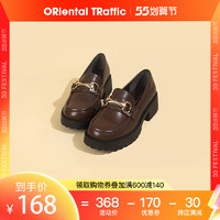 ORiental TRaffic ORTR乐福鞋女JK2022新款黑色大码单鞋厚底增高显瘦英伦风小皮鞋