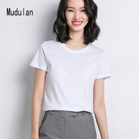 mudulan 牧都兰 纯棉ins潮短袖女式韩版修身打底圆领T恤