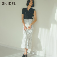 SNIDEL 2022春夏新品优雅高腰纯色波点缎面鱼尾半身裙SWFS221034