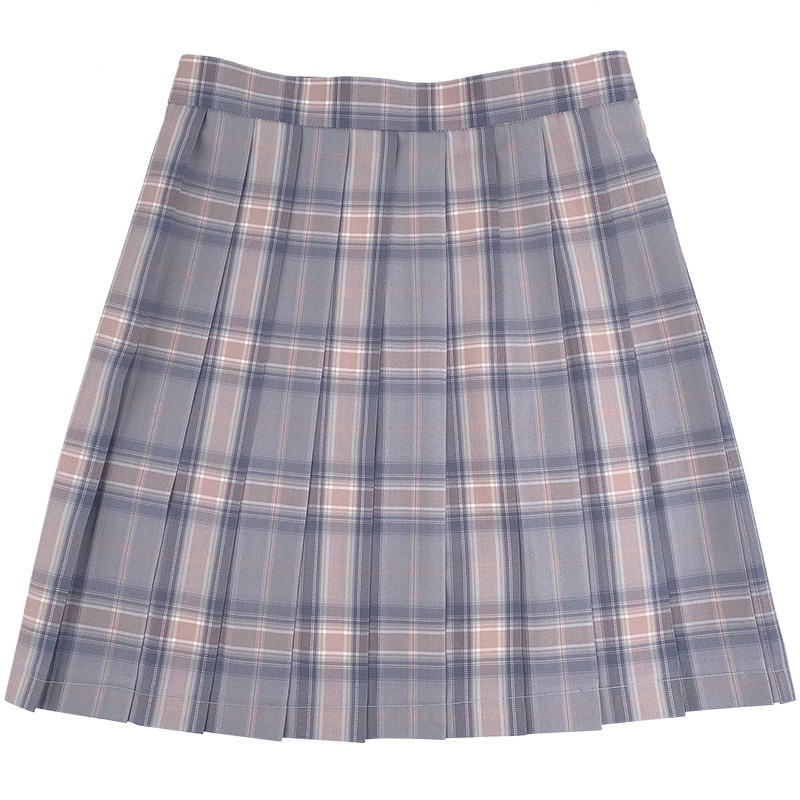 心脏地震 桃汽晚夏 JK制服 女士格裙 粉灰 39cm S