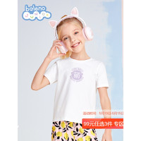 Baleno 班尼路 童裝2022夏款兒童短袖T恤彩虹系列合體中文印花可愛女大童棉