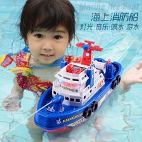 哦咯 噴水電動海上消防船仿真模型輪船兒童戲水玩具洗澡男孩快艇3-6歲
