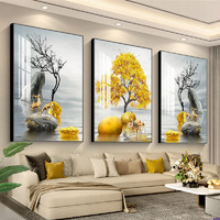 富貴人 現代簡約客廳裝飾畫三聯 35*50 鋁合金-金框
