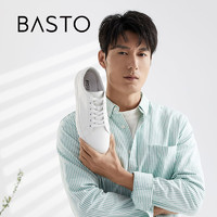 BASTO 百思圖 春季新款商場同款簡約時尚小白鞋男休閑鞋DFD01AM1