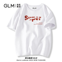 GLM 森馬集團品牌GLM潮流短袖男2022新款夏季潮流寬松大碼港風純棉T恤