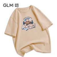 GLM 森馬集團品牌GLM港風t恤男2022新款夏季潮流寬松大碼胖子純棉短袖