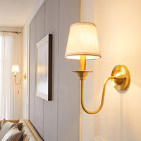希尔顿灯具 希尔顿全铜美式客厅壁灯卧室床头灯背景墙挂灯创意贴墙灯复古灯具