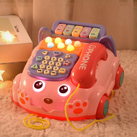 聚樂寶貝 6820 早教兒童電話機 中號音樂電話車 充電板 粉色