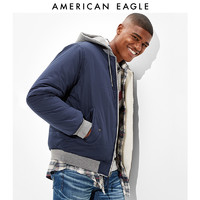 AMERICAN EAGLE AEO2021秋冬新款男士连帽抓绒保暖休闲夹克外套 0105_1415