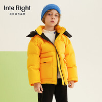 InteRight 童装21年款男女童冬季儿童白鸭绒中款工装加绒加厚羽绒服R1121304011 黄色 160