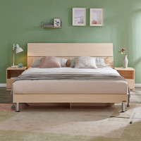 QuanU 全友 家居 雙人床家用高腳床板式床現代簡約主臥室床1.5x2米家具106302
