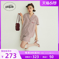 Gelato pique 22春夏新品女睡裤纯色条纹系带短裤家居服PWFP222223