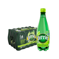 黑卡会员：perrier 巴黎水 青柠味含气天然矿泉水 塑料瓶500ml*24瓶