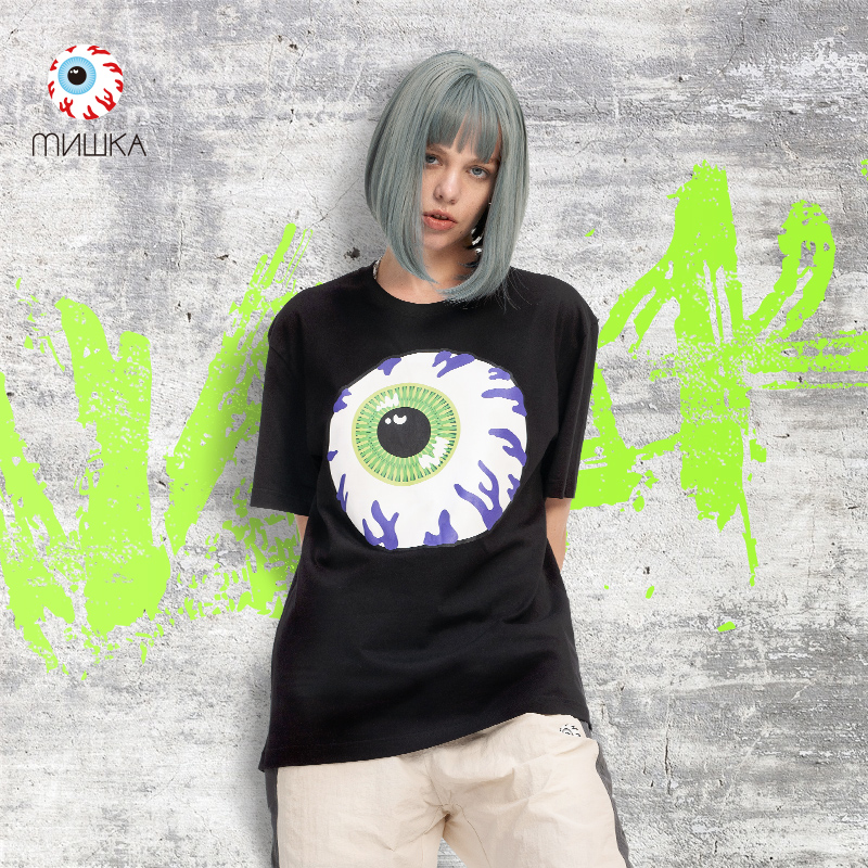 Mishka大眼球潮牌新款流行眼球系T恤圆领短袖T恤男女同款 白色 XL