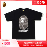 BAPE男装春夏猿人头字母印花迷彩图案纯色短袖T恤110015G XL 黑色BKM