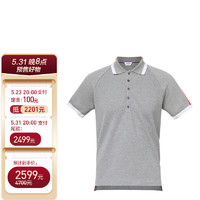 汤姆·布朗 THOM BROWNE 男士灰色棉质红白蓝织带短袖POLO衫 MJP086A 00050 055 2 灰色 3