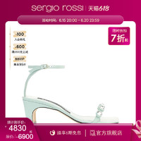 sergio rossi 2022春夏sr1系列银色镜面钻饰高跟凉鞋