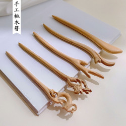 手工簪子桃木古风发簪女木质盘发钗子高级感头饰成品木簪简约现代