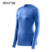 SKINS 思金斯 S1基础压缩衣女 运动健身跑步瑜伽 排汗吸湿速干紧身衣长袖 亮蓝色 L