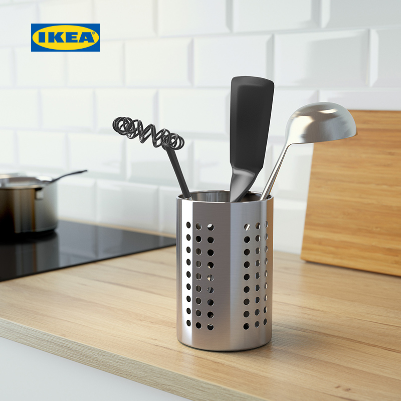 IKEA宜家ORDNING奥格宁不锈钢筷筒沥水筷镂家用厨房筷子置物架