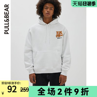 PULL&BEAR 正面标语饰白色连帽衫 男士秋季新款卫衣08591577251