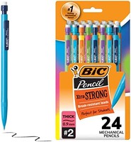 BiC 比克 Xtra-Strong 粗铅自动铅笔，带彩色笔筒，铅 0.9 毫米，24 支装，带橡皮擦