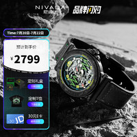 NIVADA 尼维达 七夕节礼物尼维达怪诞星球系列联名腕表瑞士手表品牌自动机械夜光手表 碳圈黑带