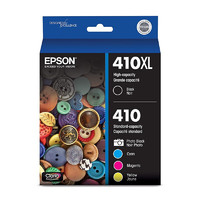EPSON 愛普生 410XL黑色和標準照片黑色和C / M / Y彩色墨盒，組合5件裝
